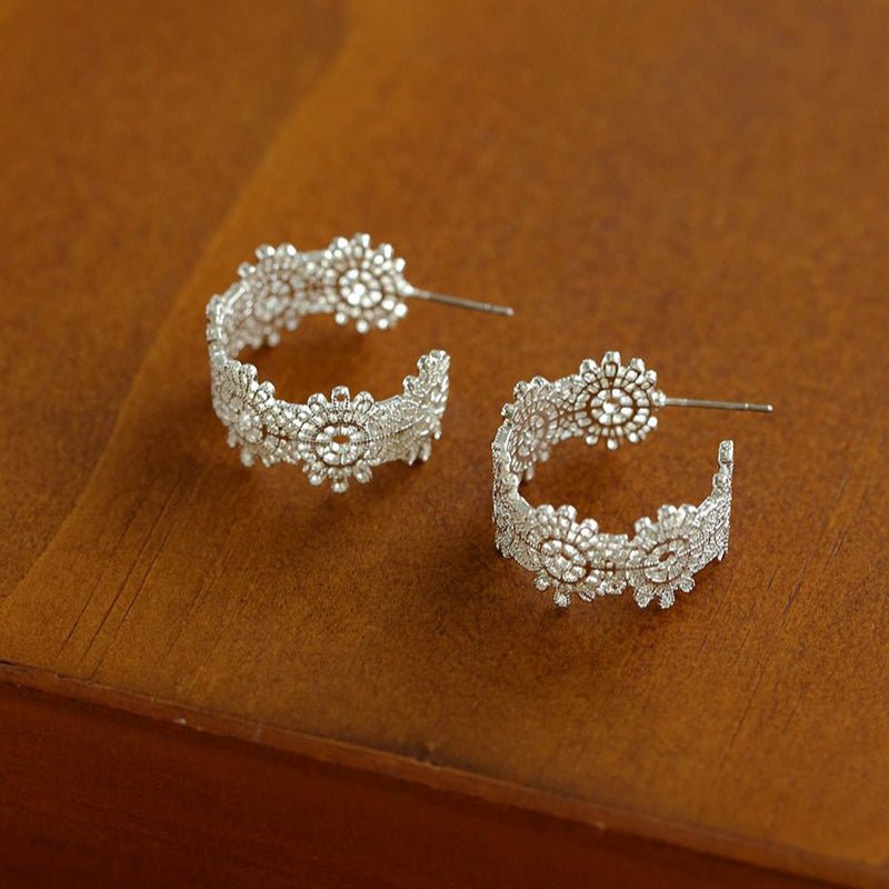 Vintage Chic Lace Huggie Earrings - floysun