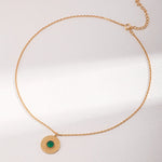 Vintage Disc Chrysoprase Pendant Necklace - floysun