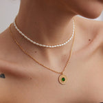 Vintage Disc Chrysoprase Pendant Necklace - floysun