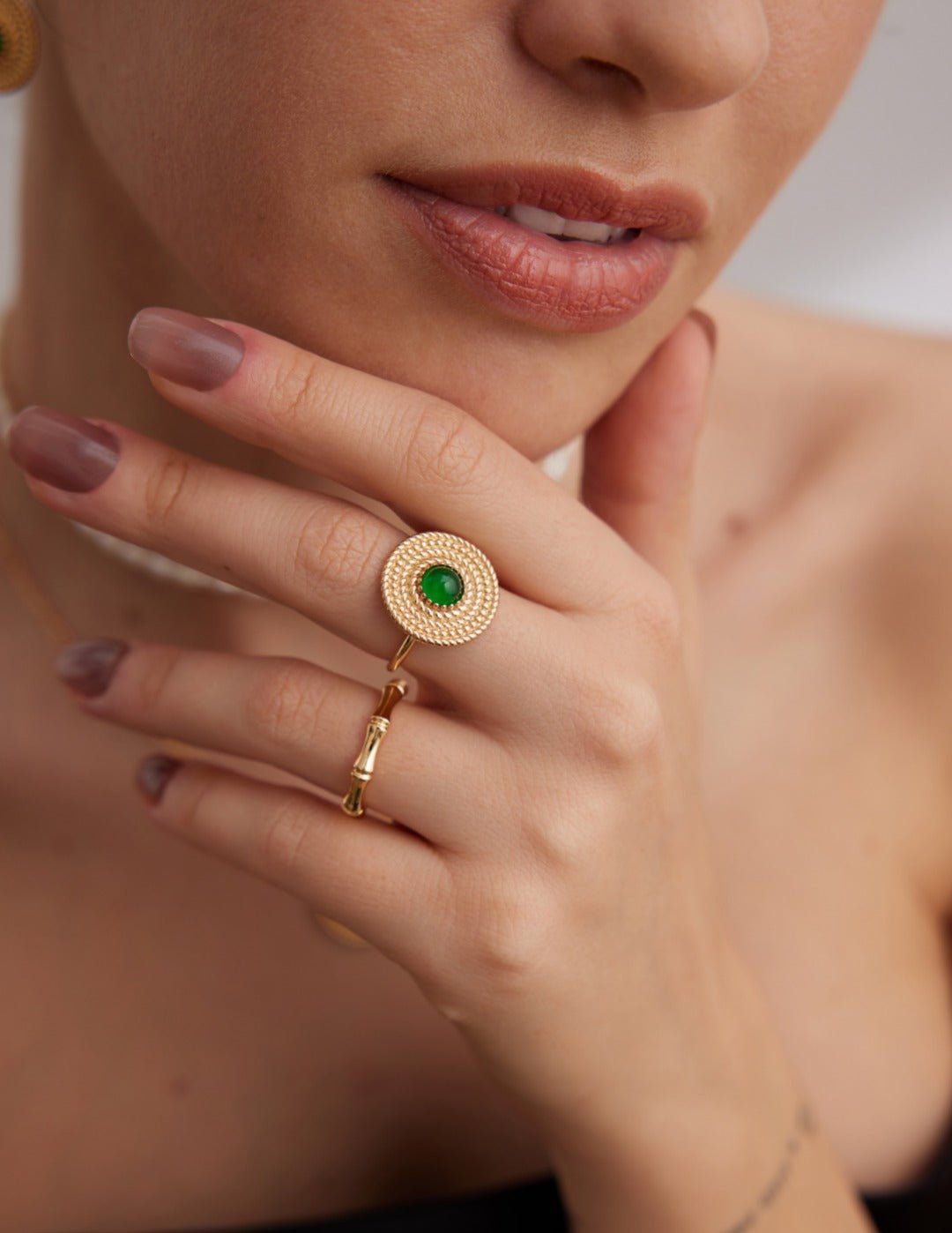 Vintage Disc Chrysoprase Ring - floysun