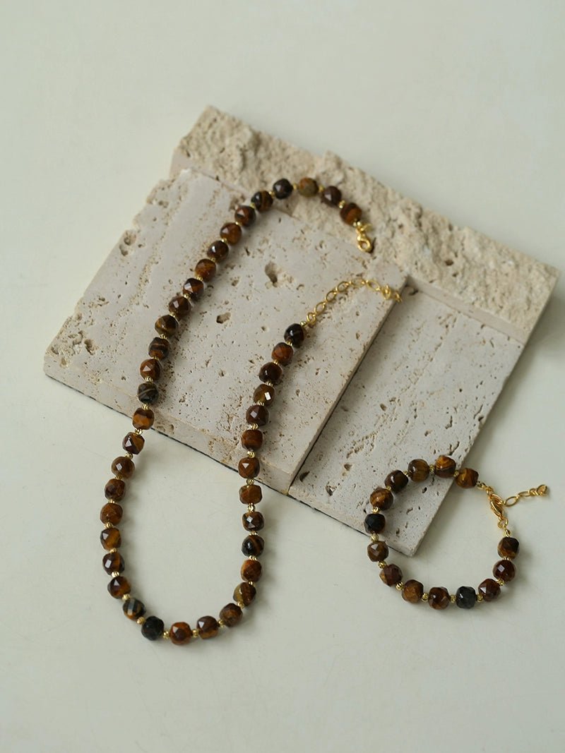 Vintage Earth Tone Gemstone Beaded Bracelet - floysun