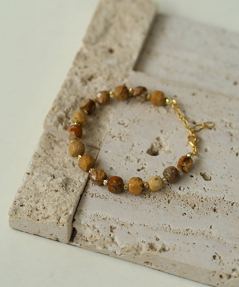 Vintage Earth Tone Gemstone Beaded Bracelet - floysun