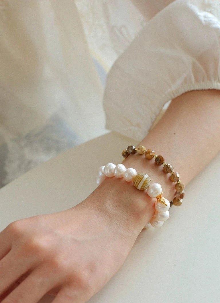 Vintage Earth Tone Gemstone Beaded Bracelet - floysun