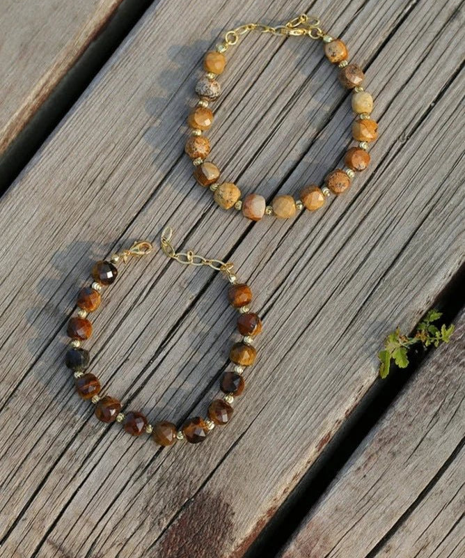 Vintage Earth Tone Gemstone Beaded Bracelet - floysun