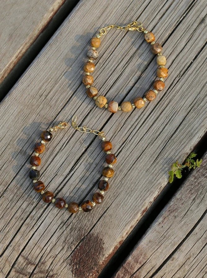 Vintage Earth Tone Gemstone Beaded Bracelet - floysun