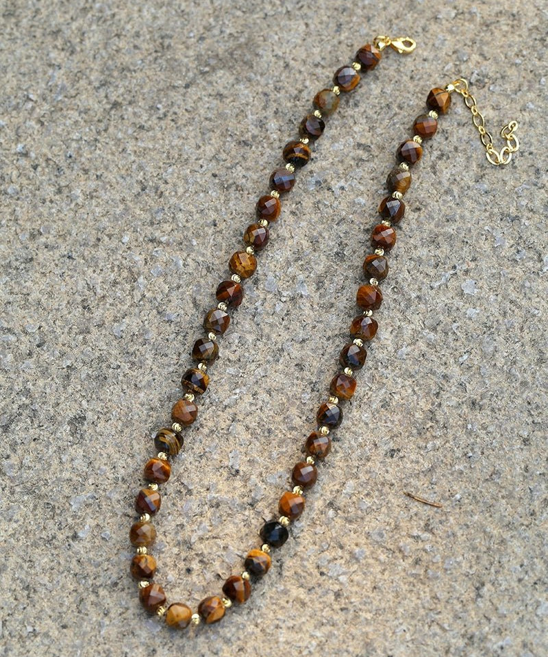 Vintage Earth Tone Gemstone Beaded Necklace - floysun