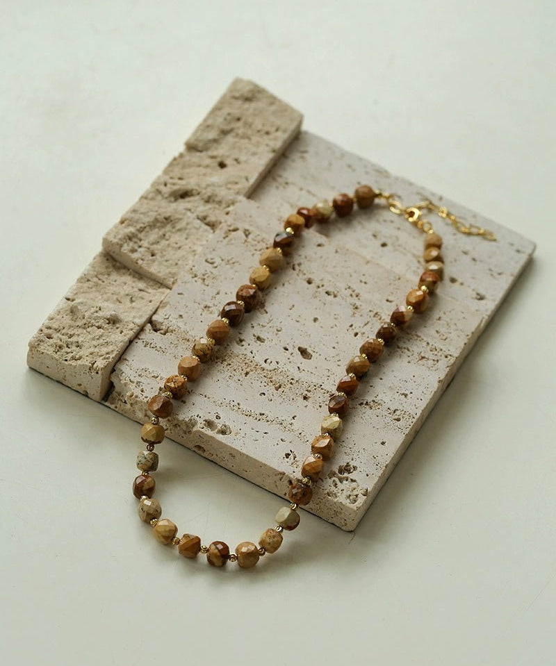 Vintage Earth Tone Gemstone Beaded Necklace - floysun