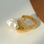 Vintage Floral Orb Fish - Tail Baroque Pearl Rings - floysun