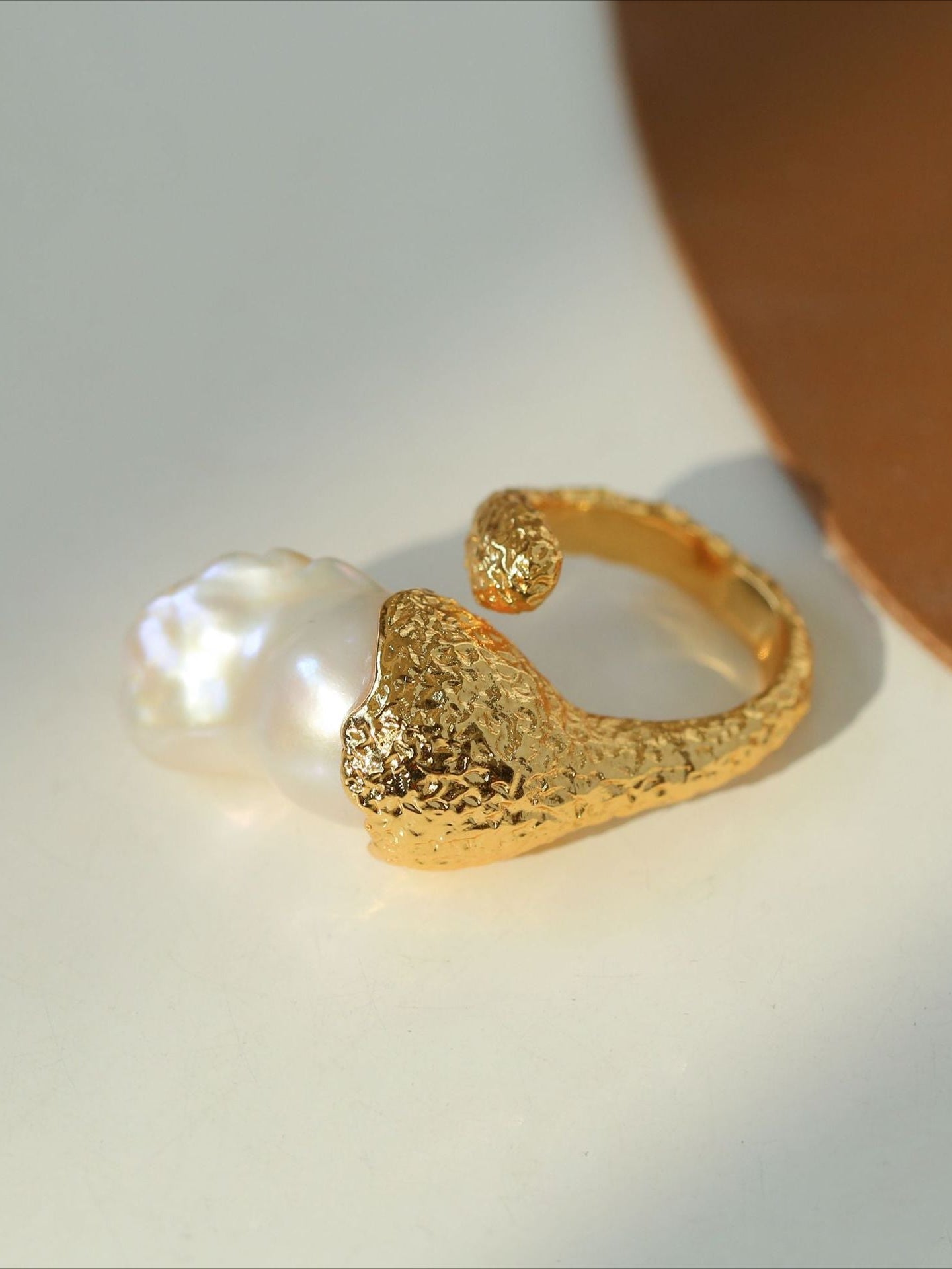 Vintage Floral Orb Fish - Tail Baroque Pearl Rings - floysun