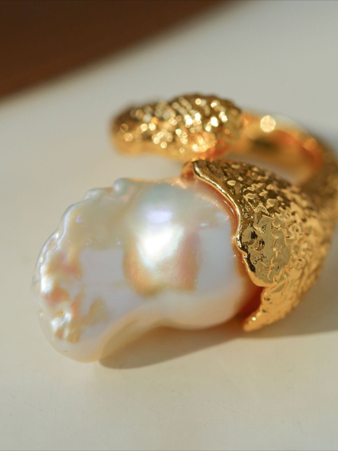 Vintage Floral Orb Fish - Tail Baroque Pearl Rings - floysun