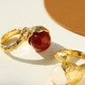 Vintage Floral Orb White Crystal and Red Onyx Rings - floysun