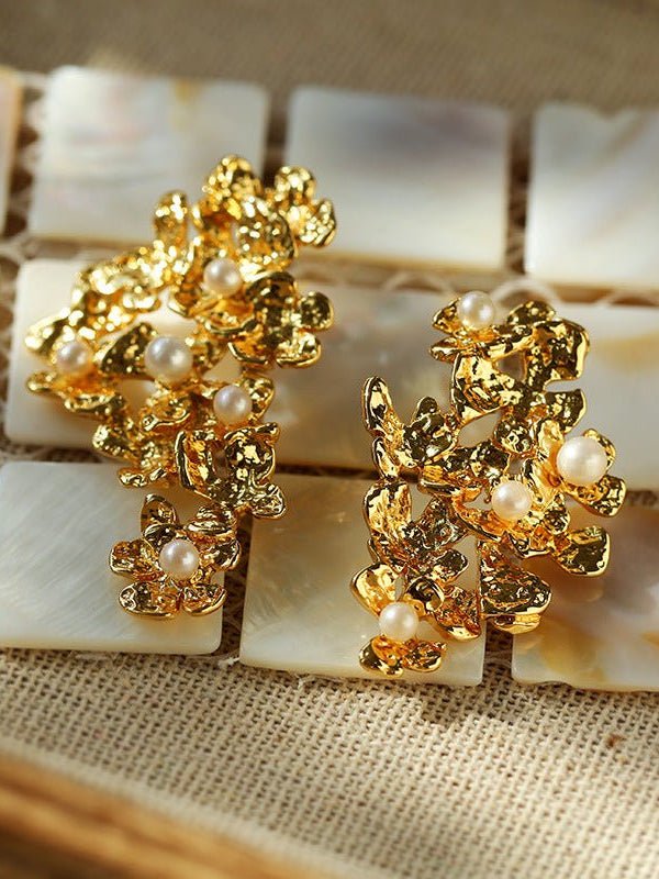 Vintage Flower Pearl Earrings - floysun