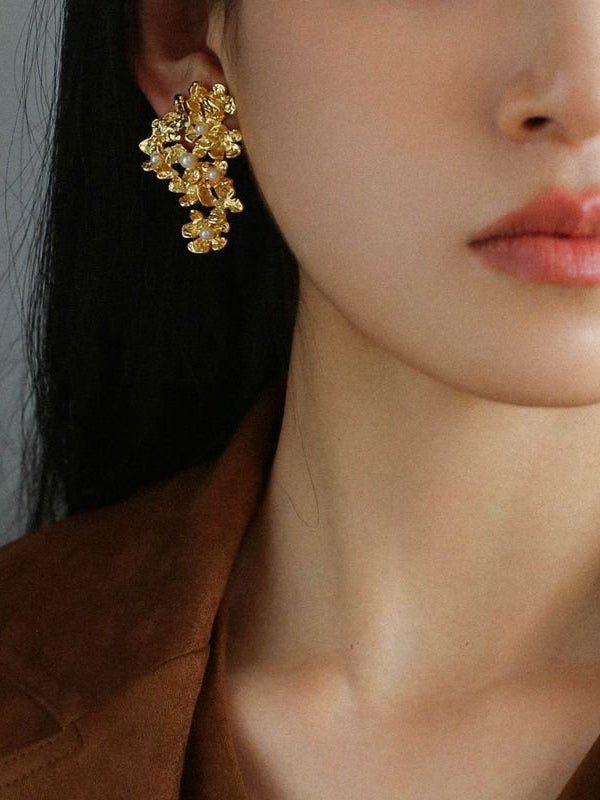 Vintage Flower Pearl Earrings - floysun