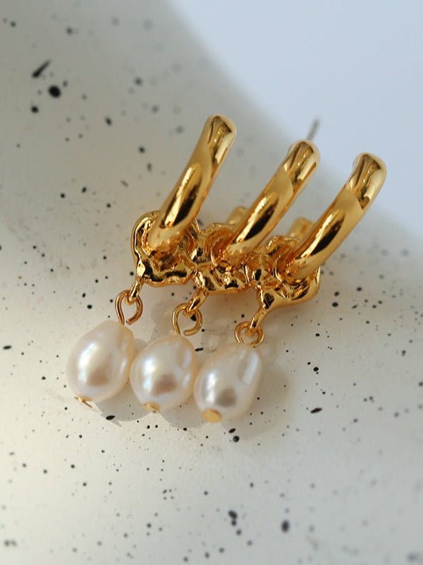 Vintage Freshwater Pearl Pendant Earrings - floysun