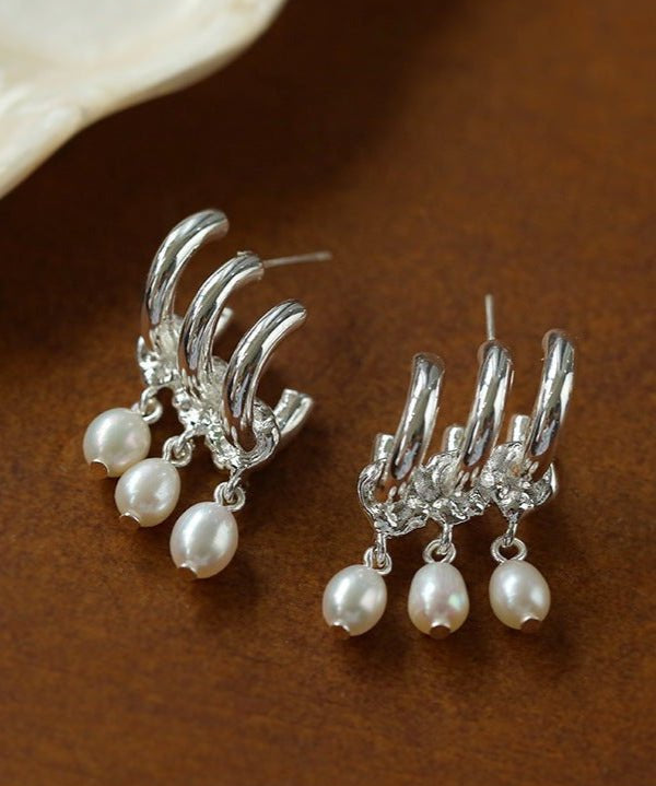 Vintage Freshwater Pearl Pendant Earrings - floysun