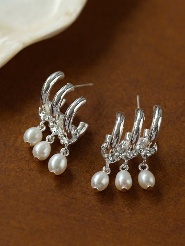 Vintage Freshwater Pearl Pendant Earrings - floysun