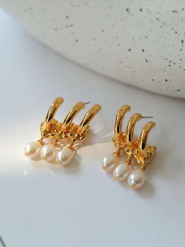 Vintage Freshwater Pearl Pendant Earrings - floysun