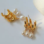 Vintage Freshwater Pearl Pendant Earrings - floysun