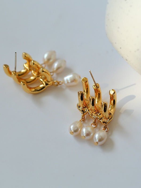 Vintage Freshwater Pearl Pendant Earrings - floysun