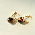 Vintage Geometric Tiger's Eye Earrings - floysun