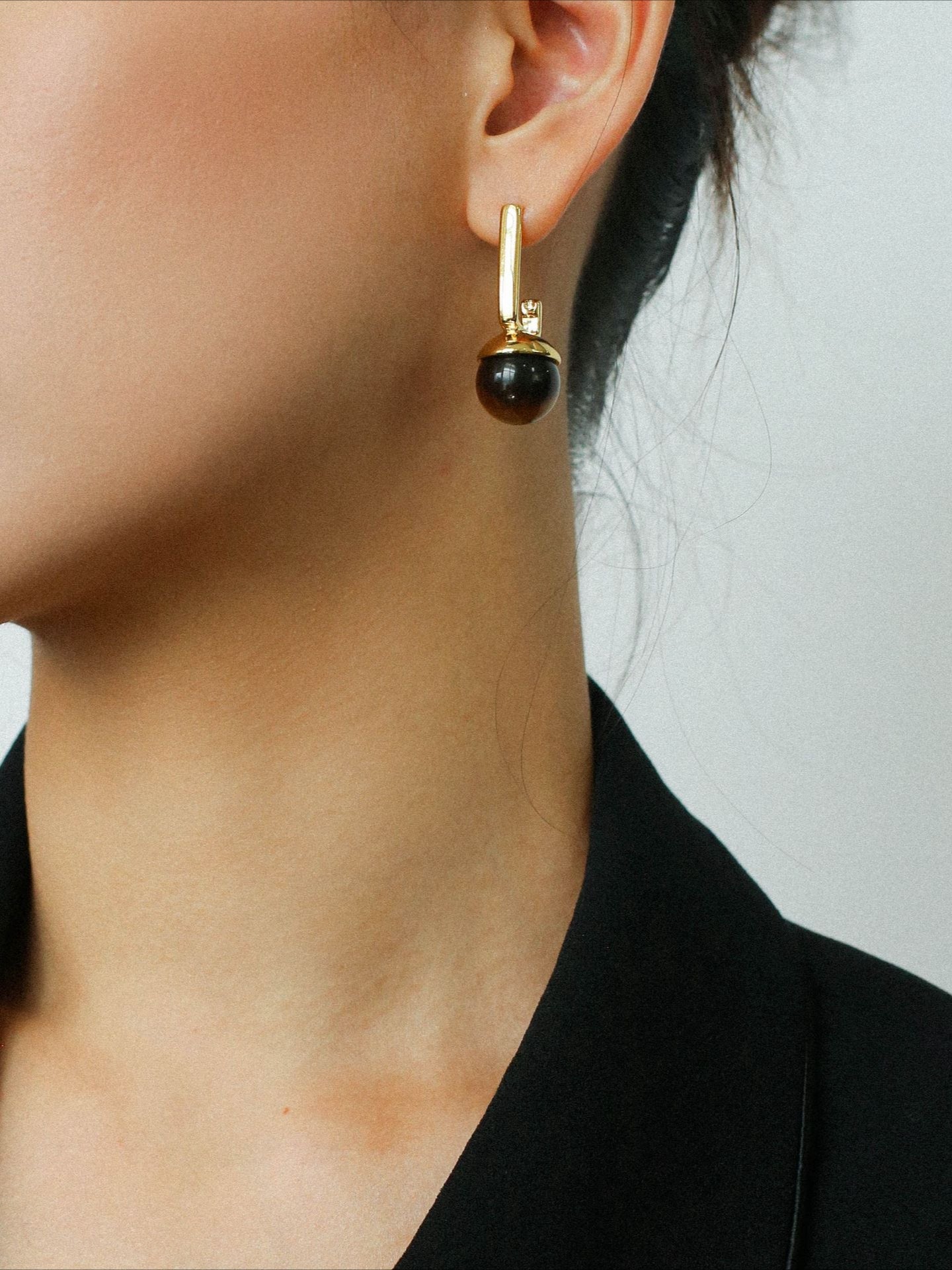 Vintage Geometric Tiger's Eye Earrings - floysun