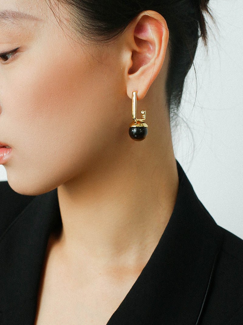 Vintage Geometric Tiger's Eye Earrings - floysun