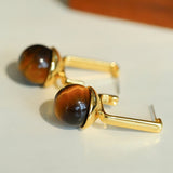 Vintage Geometric Tiger's Eye Earrings - floysun