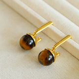 Vintage Geometric Tiger's Eye Earrings - floysun