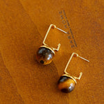 Vintage Geometric Tiger's Eye Earrings - floysun