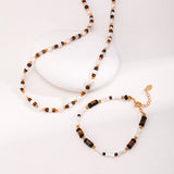 Vintage Gold Tiger Eye Stone Spliced Pearl Necklaces - floysun