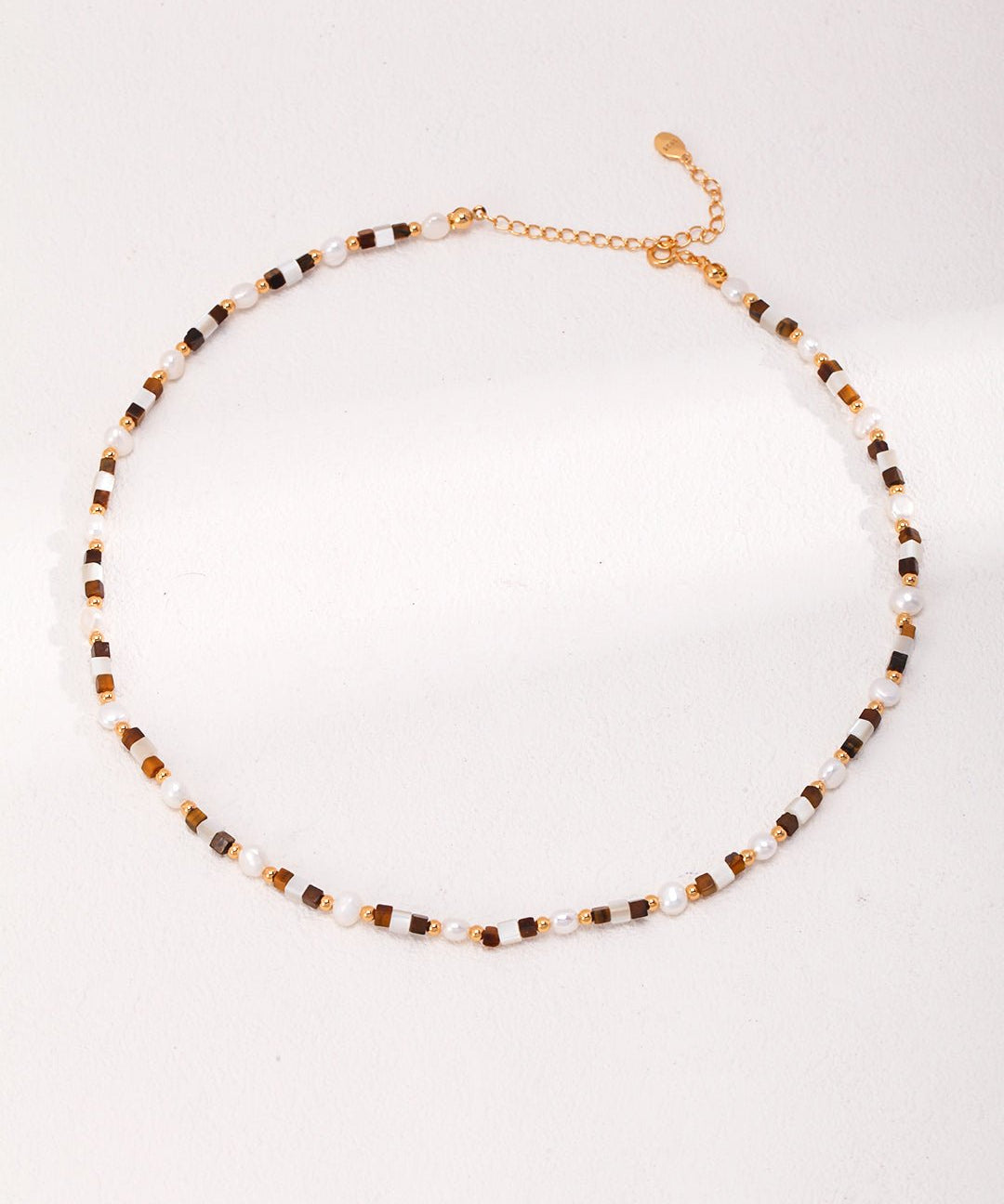 Vintage Gold Tiger Eye Stone Spliced Pearl Necklaces - floysun