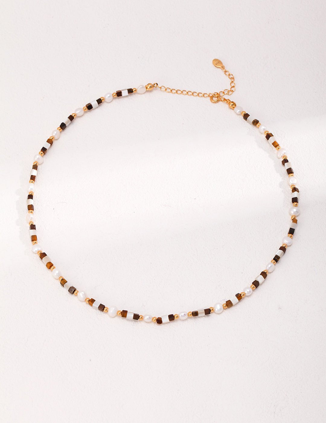 Vintage Gold Tiger Eye Stone Spliced Pearl Necklaces - floysun