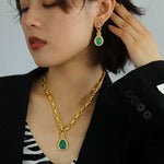 Vintage Green Crystals Drop Earrings - floysun