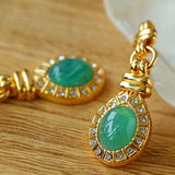 Vintage Green Crystals Drop Earrings - floysun