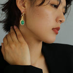 Vintage Green Crystals Drop Earrings - floysun