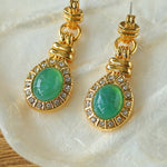 Vintage Green Crystals Drop Earrings - floysun