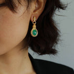 Vintage Green Crystals Drop Earrings - floysun