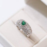 Vintage Heart - Shaped Emerald and Diamond Ring - floysun