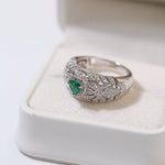 Vintage Heart - Shaped Emerald and Diamond Ring - floysun