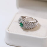 Vintage Heart - Shaped Emerald and Diamond Ring - floysun