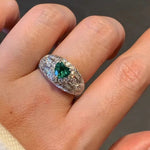 Vintage Heart - Shaped Emerald and Diamond Ring - floysun