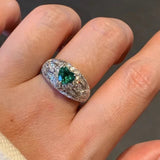 Vintage Heart - Shaped Emerald and Diamond Ring - floysun