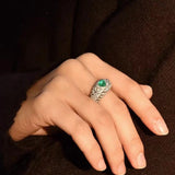 Vintage Heart - Shaped Emerald and Diamond Ring - floysun