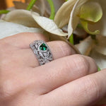 Vintage Heart - Shaped Emerald and Diamond Ring - floysun