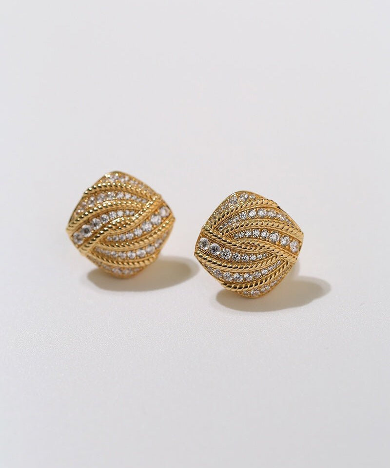 Vintage - Inspired Square Twist Diamond Stud Earrings - floysun