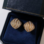 Vintage - Inspired Square Twist Diamond Stud Earrings - floysun