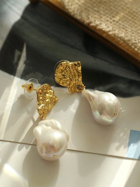 Vintage Lava Baroque Pearl Drop Earrings - floysun