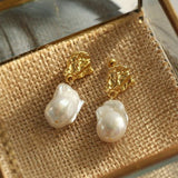 Vintage Lava Baroque Pearl Drop Earrings - floysun