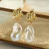 Vintage Lava Baroque Pearl Drop Earrings - floysun