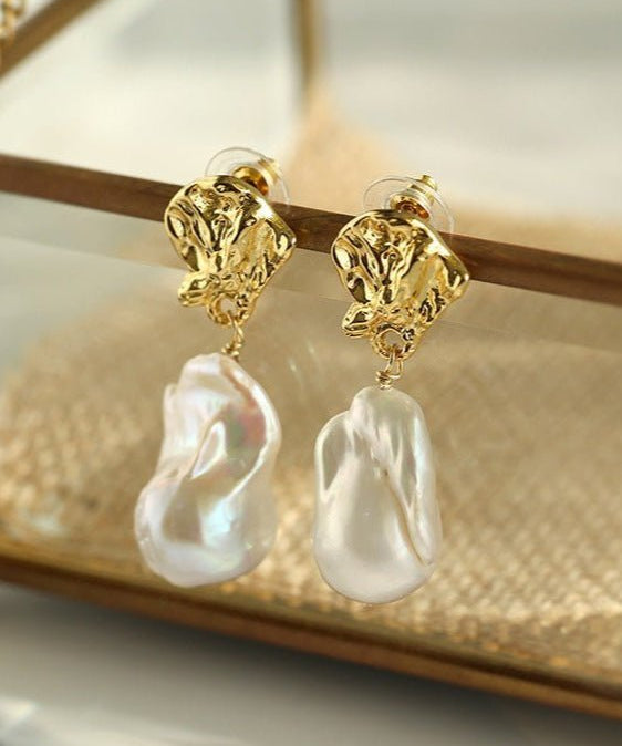 Vintage Lava Baroque Pearl Drop Earrings - floysun